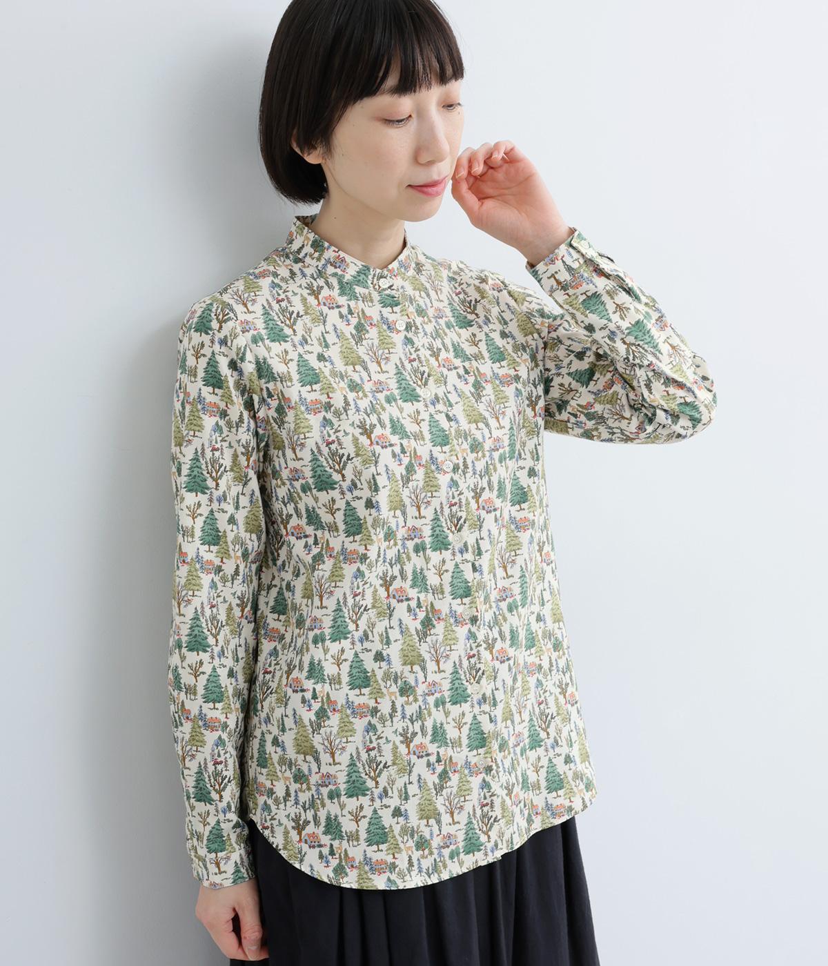 ビエラ森の中の家スタンドカラーレギュラーシャツ(アイボリー-F)