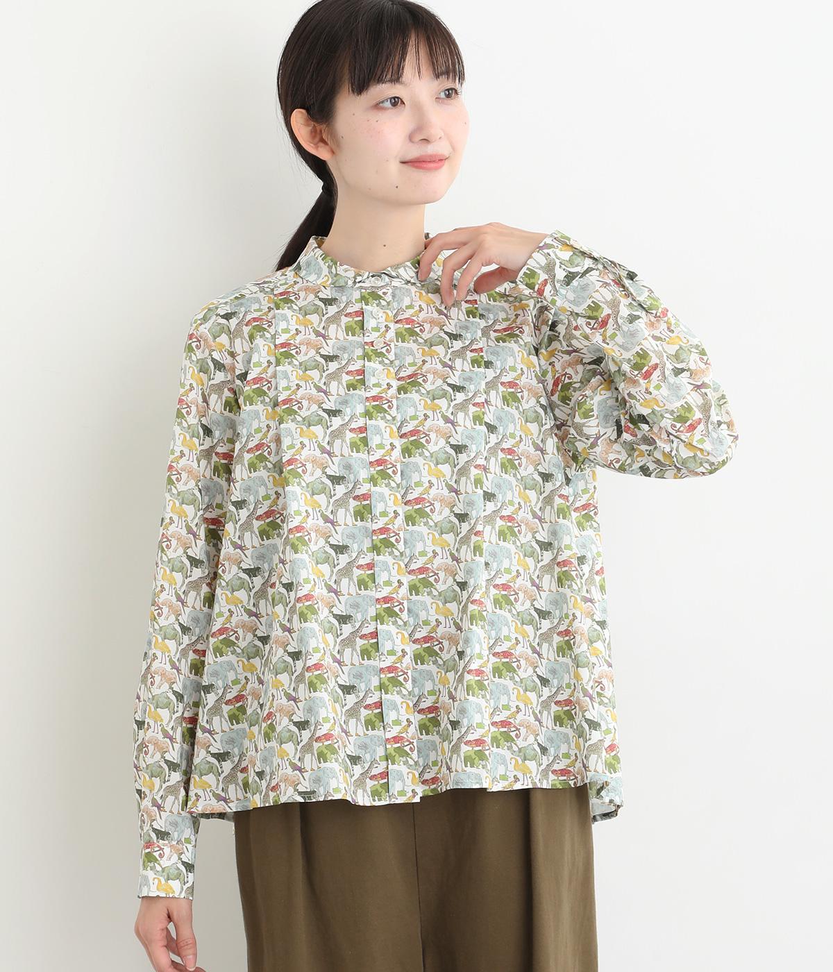 リバティ細丸襟タックAラインブラウス(Queue for the Zoo-F)
