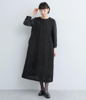 コットンシアーシャギージオメジャカードAラインワンピース