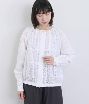 コットンインドパッチワークラグランシャツジャケット