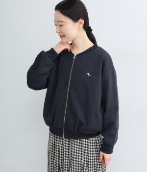 ミニ裏毛　自転車の男の子刺繍ジャケット(ネイビー-F)