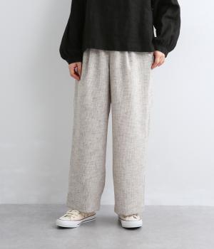 メッシュストレッチ　タックルーズテーパードイージーパンツ(ベージュ-F)