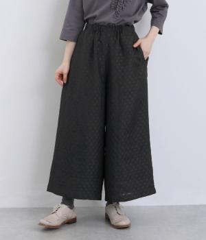 シアードットジャカード　ギャザーワイドイージーパンツ