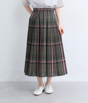 ビッグチェックプリーツスカート(チャコール系-F)