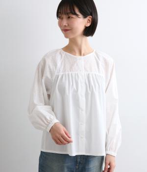 コットン刺繍　ボリュームスリーブラグランブラウス(オフ-F)