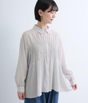 ストライプシャーリングレギュラーカラーシャツ(グレー-F)
