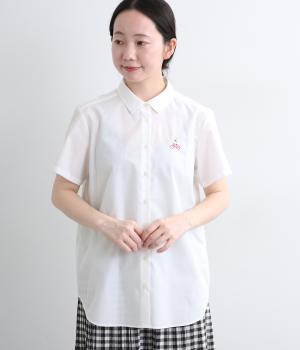 自転車の女の子刺繍レギュラーシャツ(オフ-M)