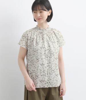 LIBERTY前開きシャーリングフレンチスリーブブラウス(Josephine's Garden-F)