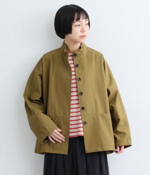 コットンナイロン高密度ギャバ　ドルマンコートジャケット（ベージュ・F）