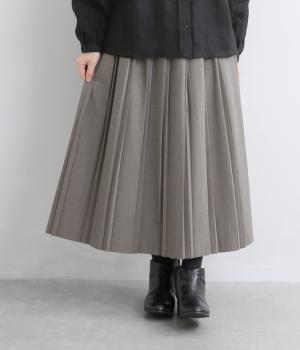 ストレッチツイル　ダブルプリーツスカート(グレンチェック-F)
