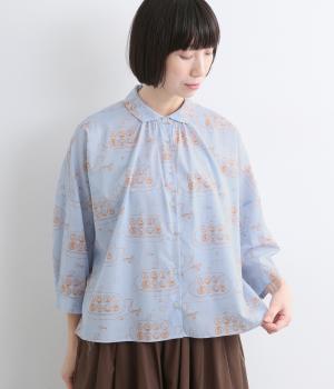サブマリンワイドカラービッグブラウス(サックス-M)