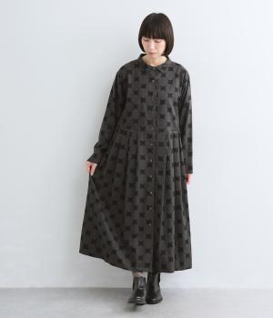 ビエラ起毛ひっつきドットワンピース（グレー・M）