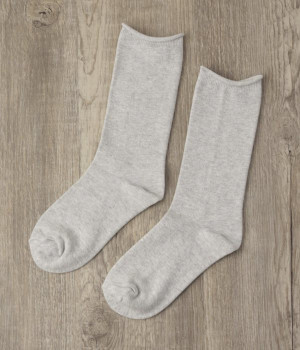 カシミヤコットンソックス(ライトグレー-ONESIZE)