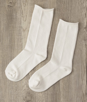 カシミヤコットンソックス(ホワイト-ONESIZE)