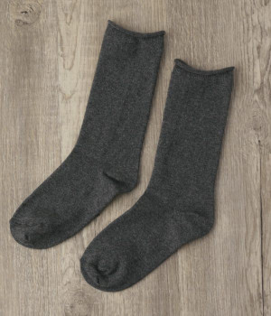 カシミヤコットンソックス(チャコール-ONESIZE)