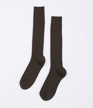 メリノウールリブハイソックス(チョコレート-ONESIZE)