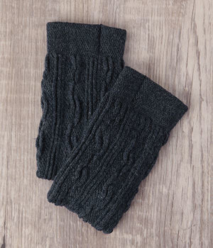 ウール縄柄ハンドウォーマー(ディープブルー-ONESIZE)