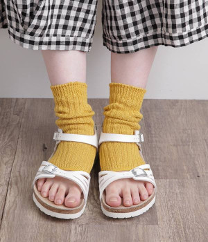 リネンリブサンダルソックス(カナリヤイエロー-ONESIZE)