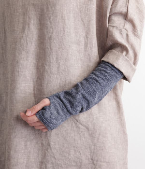 リネンアームカバーショート(ネイビー-ONESIZE)