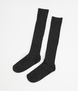 メリノウールリブハイソックス(チャコール-ONESIZE)