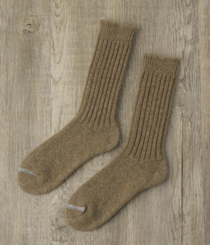 ウールリブソックス(ベージュ-ONESIZE)