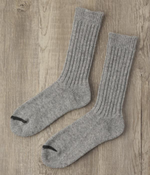 ウールリブソックス(ライトグレー-ONESIZE)