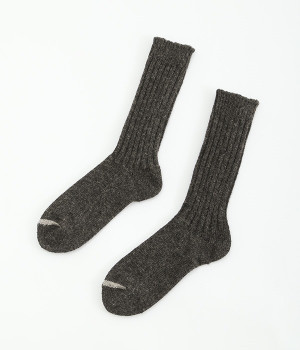 ウールリブソックス(チャコール-ONESIZE)