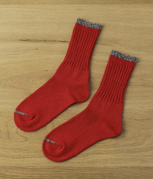 シルクコットン天竺ソックス(レッド-ONESIZE)