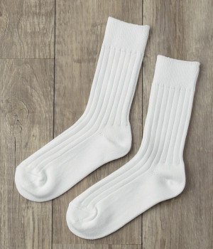 エジプトコットンリブソックス(オフホワイト-ONESIZE)