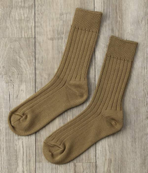 エジプトコットンリブソックス(カフェオレ-ONESIZE)