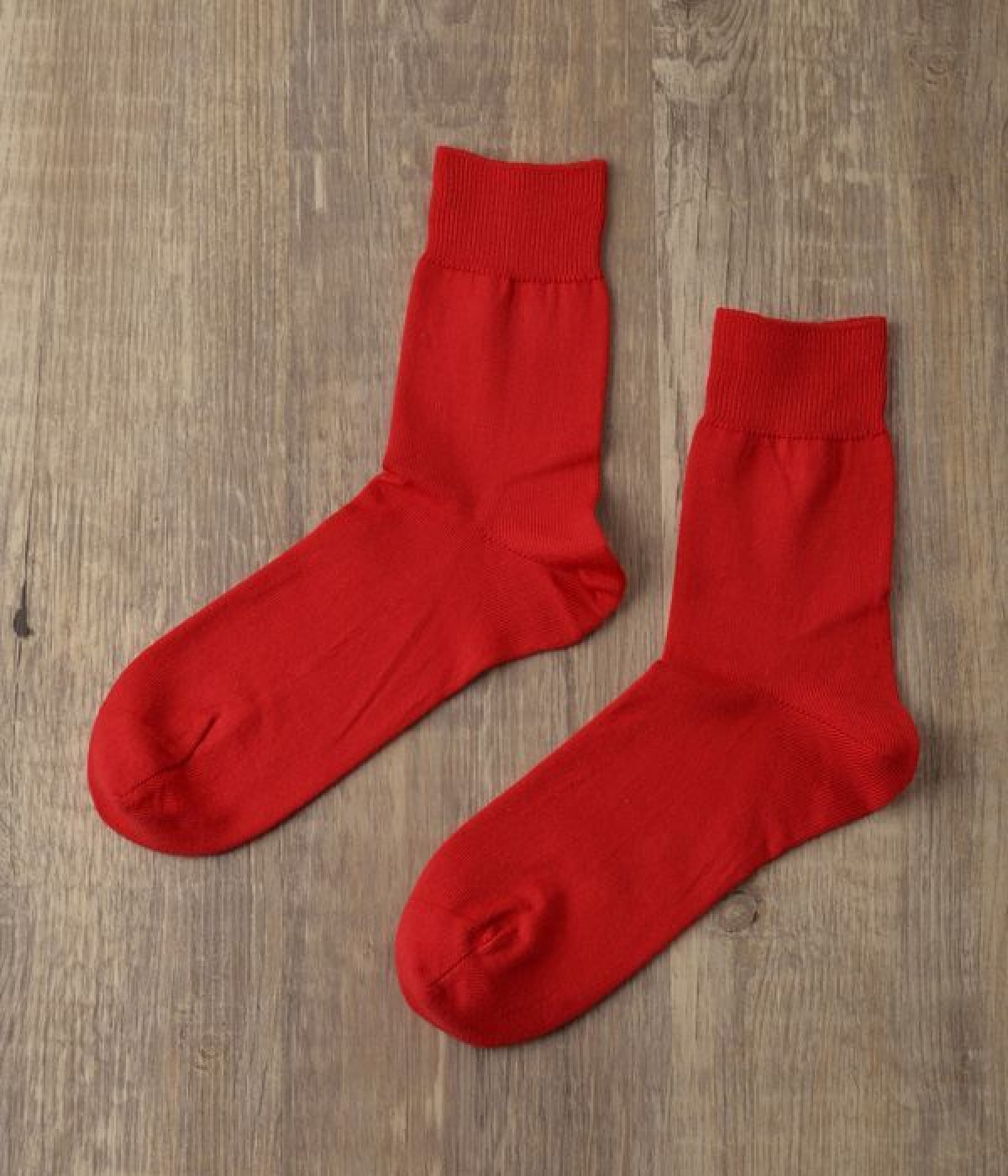 エジプトコットンプレーンソックス(レッド-ONESIZE)