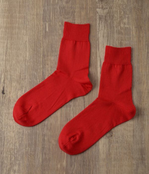 エジプトコットンプレーンソックス(レッド-ONESIZE)