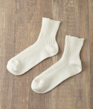 リネンリブソックス(オフホワイト-ONESIZE)