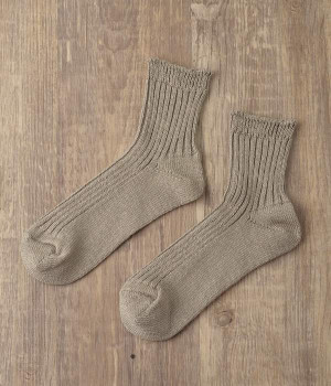 リネンリブソックス(亜麻色-ONESIZE)