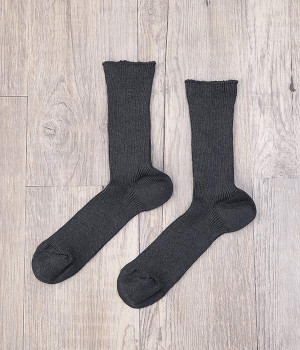 ベルギーリネンリブソックス(チャコール-ONESIZE)