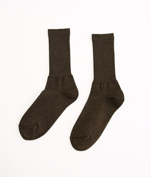メリノウールリブソックス(ブラウン-ONESIZE)