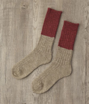 ウールコットンスラブソックス(レッド-ONESIZE)