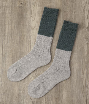 ウールコットンスラブソックス(ジャングルグリーン-ONESIZE)