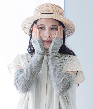 リネンアームカバー(ライトグレー-ONESIZE)