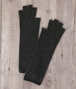 メリノウール100％アームウォーマ(チャコール-ONESIZE)