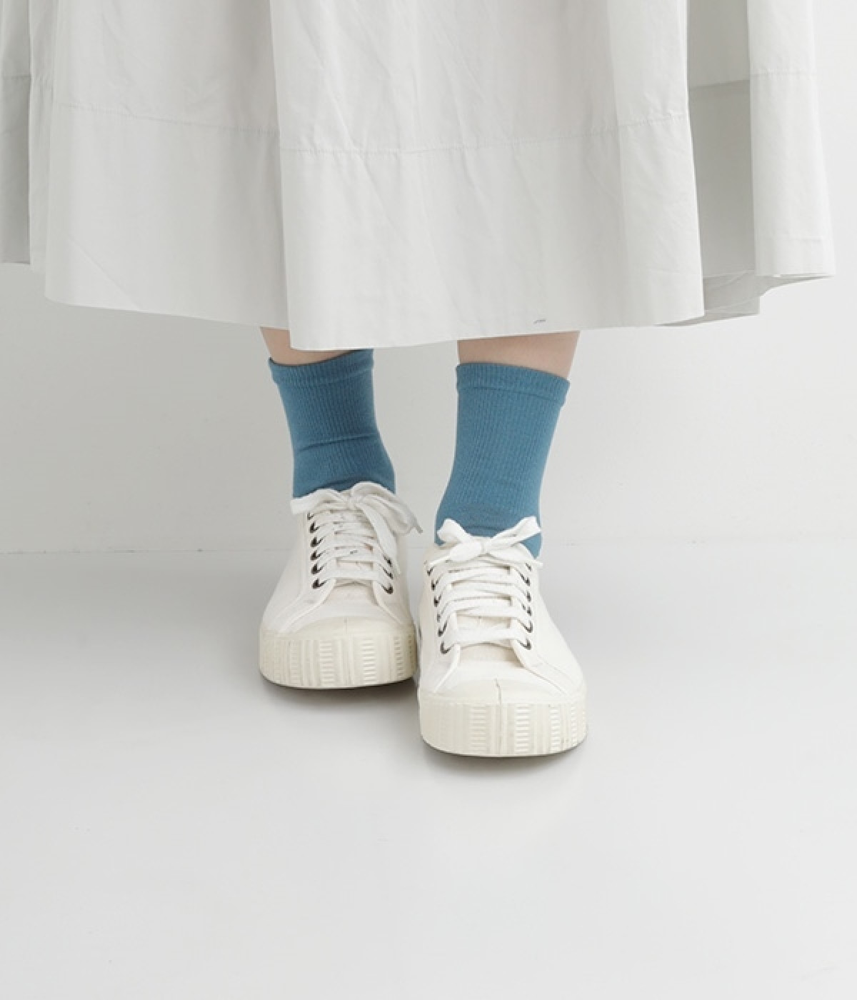 Sampo　コットンカシミヤ　ウォークソックス(レイクブルー-ONESIZE)