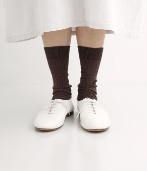 Praha　シルクコットンリブソックス(ブラウン-ONESIZE)