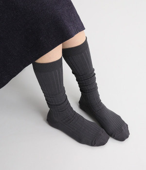 シルクコットンロングホーズ(チャコール-ONESIZE)