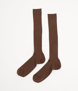 シルクコットンロングホーズ(ブラウン-ONESIZE)