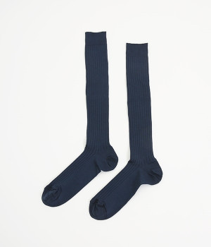 シルクコットンロングホーズ(ネイビー-ONESIZE)