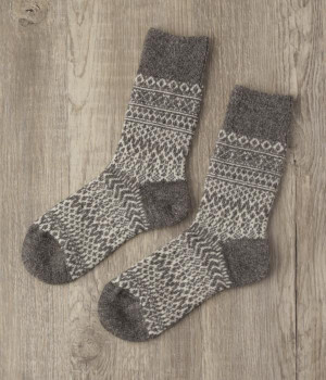 ウールジャガードソックス(グレー-ONESIZE)
