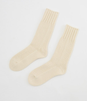 Boston　ウールコットンブーツソックス(アイボリー-ONESIZE)