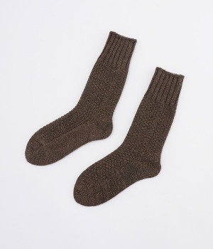 Boston　ウールコットンブーツソックス(ブラウン-ONESIZE)