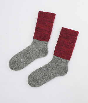 モヘアウールパイルソックス(ボルドー-ONESIZE)