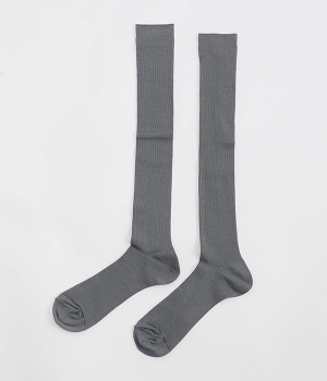 シルクリブハイソックス(グレー-ONESIZE)